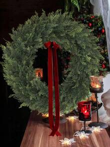 1/2pcs Artificial Cedar Wreath, Aglaia Odorata Wreath, Boxwood Wreath, 41cm/16.14 Inches, Artificial Plant, Artificial Flower, Artificial Plant, Green, PE Material, School Dormitory Office Decoration, Outdoor Gathering Event Festival Birthday Party Decoration, Home Entrance Hotel Restaurant Living Room Bedroom Wedding Banquet Kitchen Garden Decoration, Christmas Decoration Home Decor Christmas Decorations Room Decor - Green - View 12