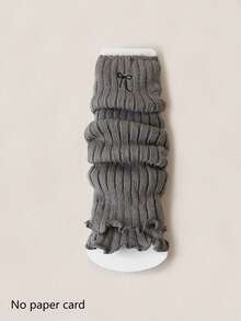 2/4/6 Pairs Women Bow Striped Lace Simple Warm Thigh High Leg Warmers, Collegiate Style Versatile Knee,High Leg Warmers, Autumn/Winter/Spring, Cozy