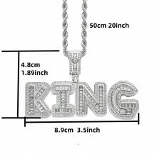 Mặt dây chuyền sáng tạo cá nhân hóa hình chữ cái và số Hip Hop Bling Bling dành cho nam - Đường phèn nhỏ - Xem 5
