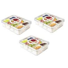 3 Pack Divided Serving Tray With Handle, 8 Compartments Snack Box For Candy, Nuts, Cookies, Fruit, Snacks Platters, Party Favor, Wedding, Home Decor - Basic Color - View 1