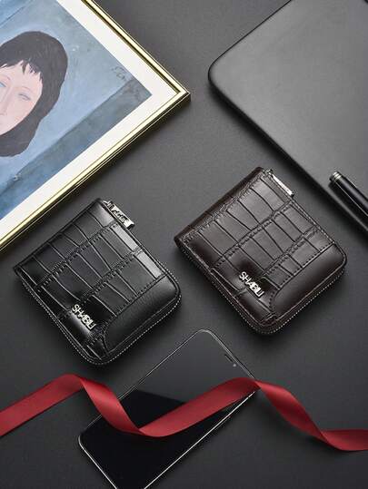 New Vintage Style Men's Short Wallet, Multi-Card Slots Casual Coin Purse, Large Capacity Leather Billfold