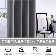 NANWEI 100% Cortinas Blackout, Cortinas Largas con Forro Negro para Estar/Recámara Ventana, Ojales en la Parte Superior, Aislamiento Térmic, Reducción Ruido, 2 Paneles (, 132 x 213.3 cm)(Gris 132An x 241Al cm (2 Paneles)) - Tipo 5 - Ver 7