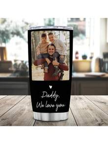 Personalized Insulated Tumbler For Dad 20oz, Love You Daddy Photo Picture, Stainless Steel Insulated Tumblers Coffee Travel Insulated Tumbler, Dad Gifts For Birthday Fathers Day Father Gift From Daughter Son, Christmas Day Gift (With Lid And Straw) - Dad - Design 2 - View 1
