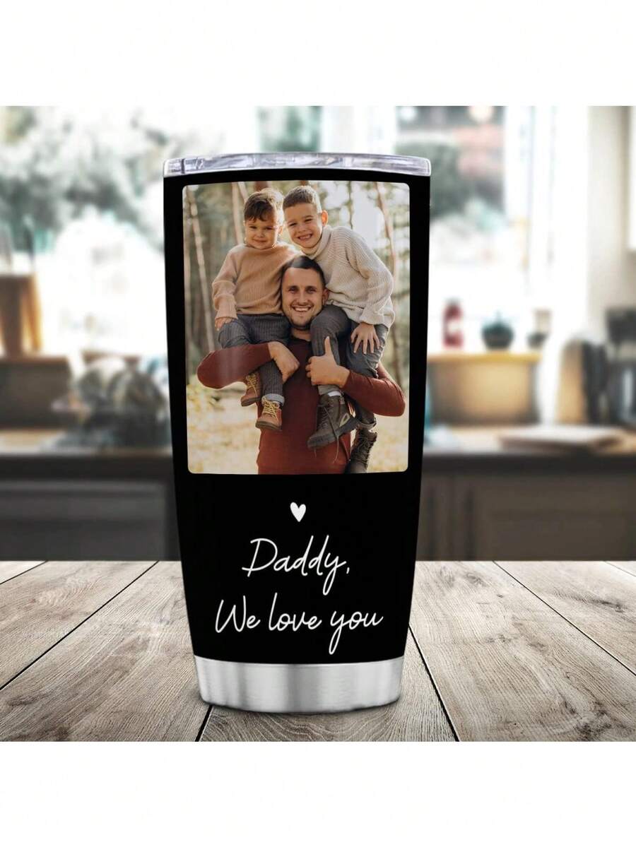 Personalized Insulated Tumbler For Dad 20oz, Love You Daddy Photo Picture, Stainless Steel Insulated Tumblers Coffee Travel Insulated Tumbler, Dad Gifts For Birthday Fathers Day Father Gift From Daughter Son, Christmas Day Gift (With Lid And Straw) - Dad - Design 2 - View 1