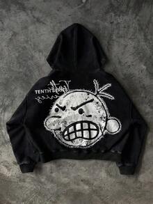 Winter BestsellersMen Casual Round Neck Short Sleeve 100% Cotton T-Shirt, Summer Vacation Top, Funny Graphic Tees, Y2K Street Wear, Gifts For Boyfriend And Husbandsupple - 黑色 - 查看 6