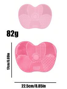 1/2 szt. Silikonowa mata do czyszczenia pędzli do makijażu, podkładka do czyszczenia pędzli do makijażu z przyssawką, podkładka do czyszczenia makijażu, przenośne narzędzie do czyszczenia pędzli do makijażu, silikonowa podkładka do czyszczenia pędzli do makijażu w kształcie jabłka, gąbka do makijażu, puderniczka, odpowiednia do podróży, domu, szkoły, akademika dla dziewcząt, wakacji, imprezy