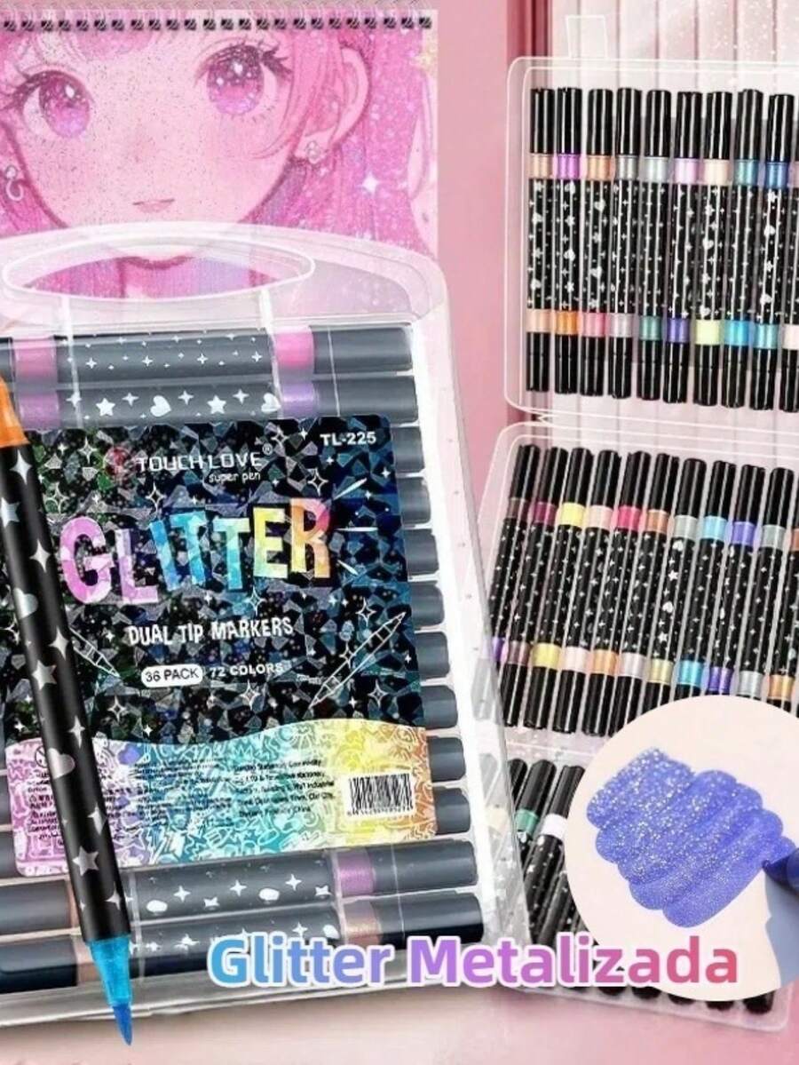 Metallic Marker 12/24/36/48/60 Double-Headed Glitter Pen - 彩色 - 查看 1