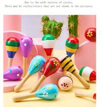 1pc Montessori Toy Small Wooden Color Random Sand Hammer Shake Bell Rattle Grip Practice Gift For Kids,Montessori Toys,Baby Toys,Wooden Toys