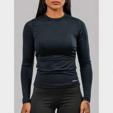 Winter Plush Women's Long Sleeve Thermal Blouse - 黑色 - 查看 1