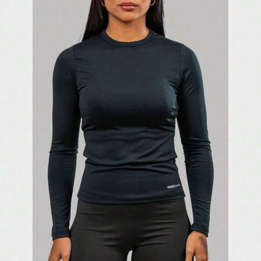 Winter Plush Women's Long Sleeve Thermal Blouse - 黑色 - 查看 1