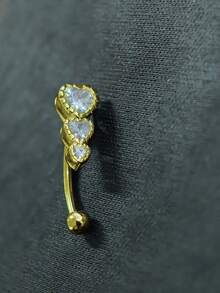 FOREVER QUEEN 1PC 925 Sterling Silver Three Heart Belly Button Rings For Women Heart Cubic Zirconia Belly Rings Clear CZ Navel Rings Piercing - Navel Nails - View 8