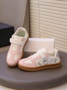 1 Pair New Embroidered Girls/Kids Casual Sneakers, Fashion Versatile Shoes