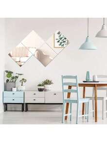 12pcs/8pcs/6pcs/4pcs/2pcs HD Self Adhesive Acrylic Mirror Sheets, Frameless Flexible Non Glass Mirror Tiles, Mirror Stickers For Home Wall Decor, Suitable For Gym Living Room Bedroom Office - Color - View 8