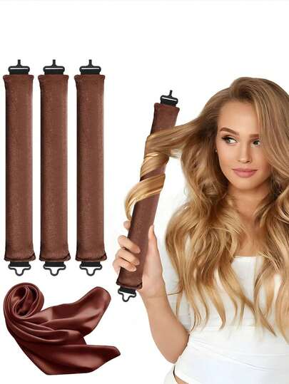 3 piezas Rizador sin calor de 27 cm, rizador de onda grande amigable para dormir de 3.5 mm de diámetro, rizador perezoso, herramienta divina, rizador de onda grande simple de estilo europeo y americano