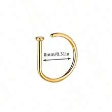 3Pcs Women Men Fake Piercing Nose Ring Fashion D-Shape Punk Non Piercing Nose Clip Stainless Steel Perforation Septum Body Jewelry - 3 chiếc - màu bạc - Xem 9