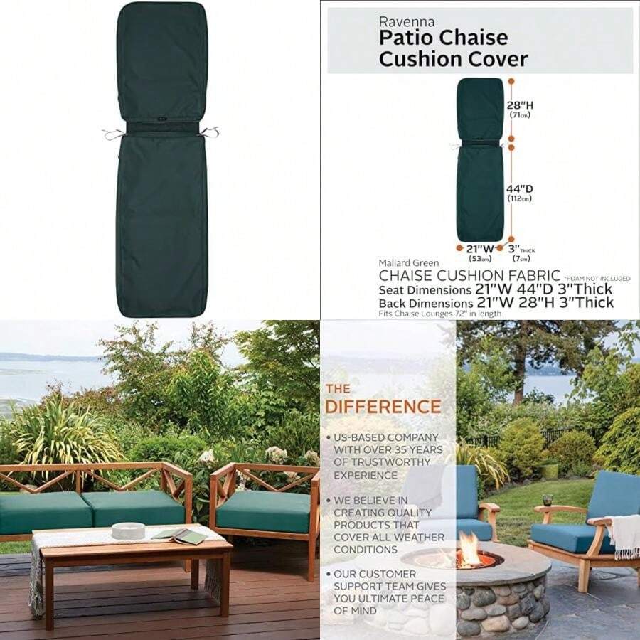 Classic Accessories Ravenna - Funda para cojín (resistente agua, 72 x 21 x 3 pulgadas), color azul(Verde (Mallard Green) 72"L x 21"W x 3"T) - Tipo 7 - Ver 1