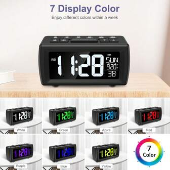 LED Digital Alarm Clock Radio, RGB 7-Color Clock, Digital Clock FM Radio With Adjustable Brightness, Suitable For Home, Room, Bedroom Decor