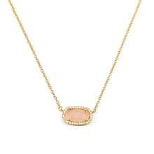 Freinit Gold Necklace For Women, 14K Dainty Pendant Choker, Adjustable Chain, Minimalist Gift For Birthday Valentine's Day Graduation Niece GF{Inchcolor_nameinch:InchRoseQuartzinch} - 玫瑰石英 - 查看 1