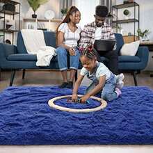 Noahas Ultra Soft 4.5cm Velvet Bedroom Rugs Kids Room Carpet Modern Shaggy Area Rugs Home Decor 2.6' X 5.3', Gray(5'4" x 4' (Rectangular) Azul marino claro) - Tipo 2 - Ver 2