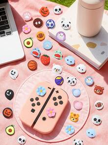 4 piezas Accesorios de tapa de palanca de mando de silicona lindos, compatibles con Switch/OLED/Lite Joy-Con, tapas de botón Panda Switch OLED, funda protectora de silicona antideslizante para el controlador Joy-Con, agarre para el pulgar de alto rendimiento - Fácil de instalar, proporcionando una mejor experiencia de juego - Multicolor - Ver 2