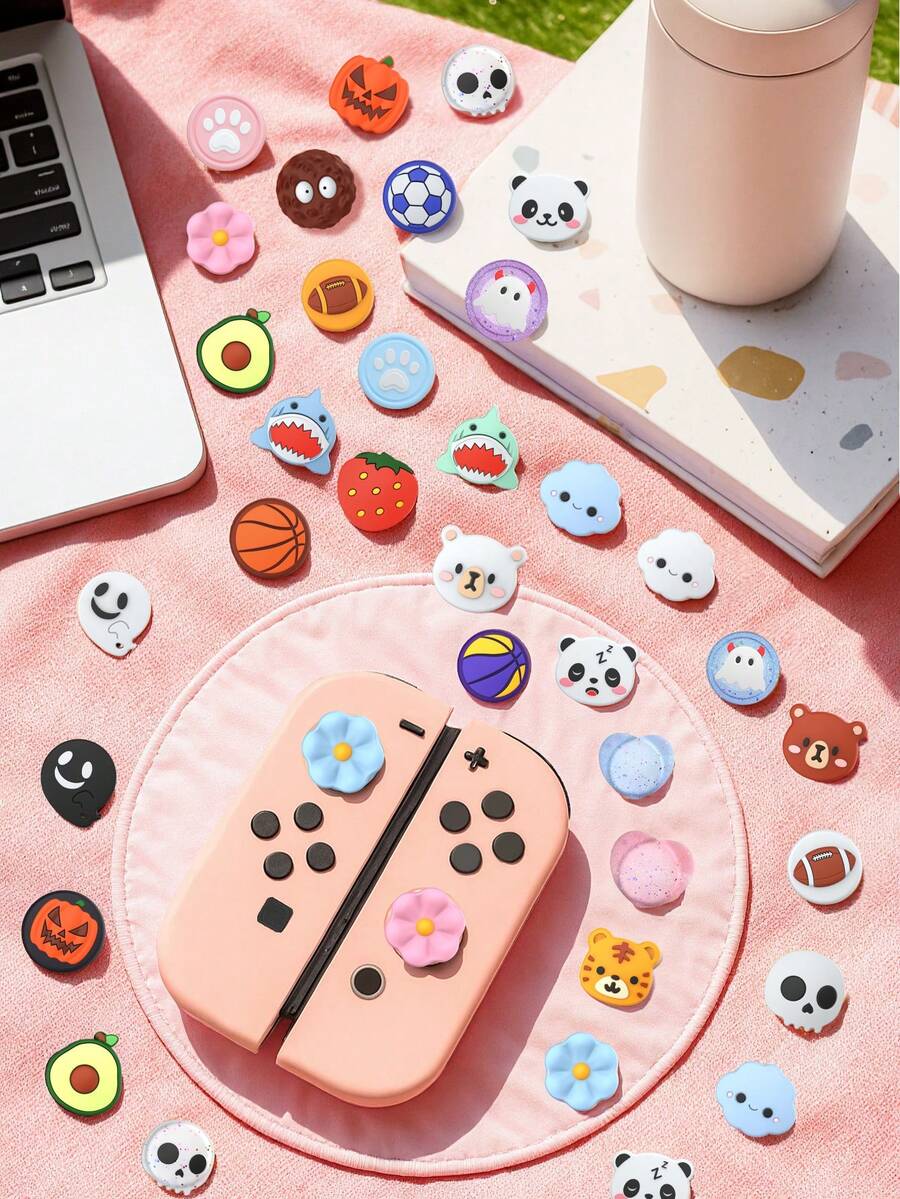 4 piezas Accesorios de tapa de palanca de mando de silicona lindos, compatibles con Switch/OLED/Lite Joy-Con, tapas de botón Panda Switch OLED, funda protectora de silicona antideslizante para el controlador Joy-Con, agarre para el pulgar de alto rendimiento - Fácil de instalar, proporcionando una mejor experiencia de juego