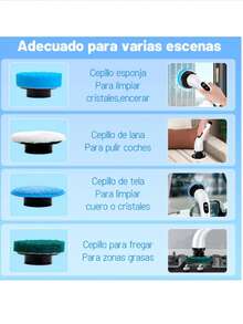 Cepillo De Limpieza De Baño Electrico Con 9 Accesorios - Blanco - Ver 4