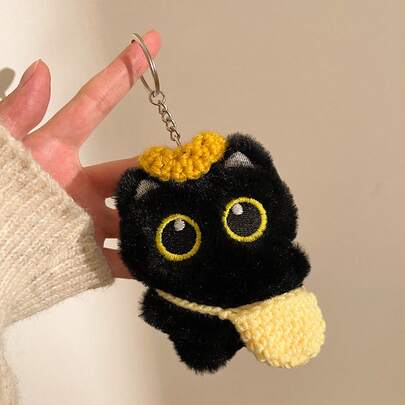 Cute Plush Little Black Cat Toy Bag Package Pendant Girly Heart All Match Ornaments Backpack Keychain Pendant Boutique