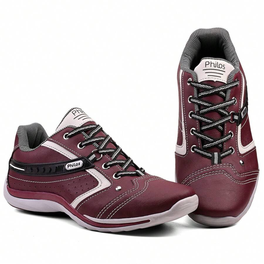 Men's Philos Casual Sneakers - 酒紅色 - 查看 1