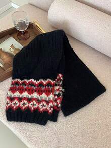 1pc Elegant Striped Warm And Windproof Women's Neck Scarf, Suitable For Daily Wear, Commuting, Outdoor, Travel, Fashion Versatile Accessory