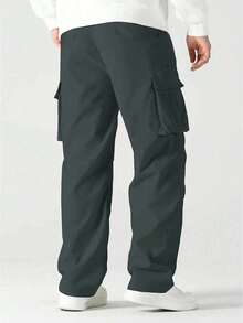 Men's Casual Outdoor Letter Graphic Drawstring Waist Cargo Pants, Autumn