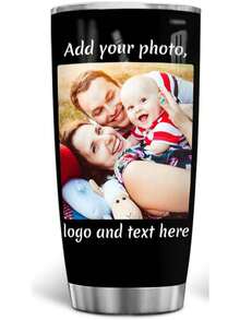 Personalized  Insulated Tumbler Custom Cup With Photo Text Picture Tumblers, 20oz Pictures Photos Stainless Steel Insulated Coffee Travel Mug Cup, Birthday Christmas Cups Customized Gifts, Thanksgiving Day Gift, Christmas Day Gift  - 20oz (With Lid And Straw) - Photo - Design 3 - View 1