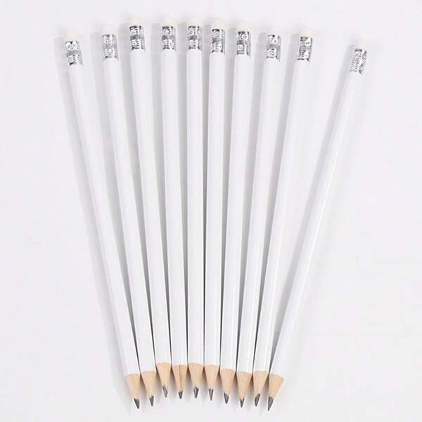 طقم لوازم قرطاسية، قلم رصاص أبيض مع قطب مطاطي، هدية مكافأة لأطفال يوم الأطفال والكريسماس النهائي، لوازم مدرسية