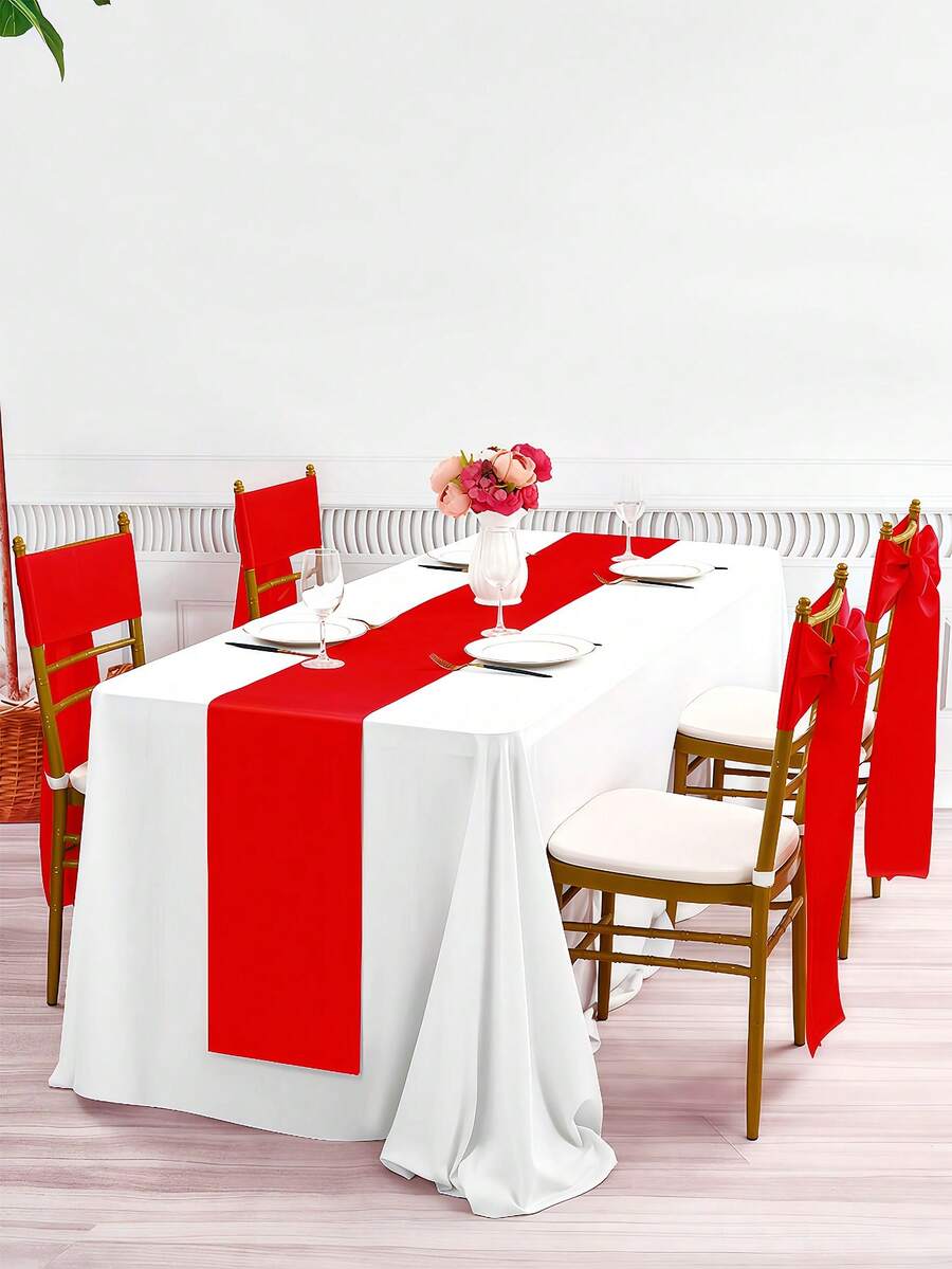 1-6 chiếc khăn trải bàn bằng vải satin đỏ, khăn trải bàn bằng lụa mềm mịn, khăn trải trang trí ghế 12inx108in, trang trí phòng, trang trí bàn ăn, hoàn hảo cho tiệc, đám cưới, tiệc chiêu đãi, giáng sinh