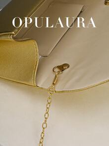 OpulAura Retro Solid Color Clutch Bag, Versatile Mini Purse, Fashionable PU Leather Handbag Suitable For Weddings, Parties, Galas, Dinners And Other Occasions - Gold - View 7