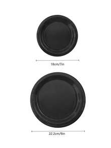 100 piezas de platos de papel negro, 50 piezas de 9 pulgadas y 50 piezas de 7 pulgadas de platos desechables de postre de Halloween, adecuados para el Día de San Valentín, el té de la tarde, la fiesta del bebé, el cumpleaños y otras ocasiones. - Multicolor - Ver 7