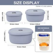 ABKOK 3pcs Reusable Silicone Bento Lunch Boxes, Microwave & Freezer Meal Prep Containers With Leak-Proof Lids, Suitable For Kitchen, Office, Picnic