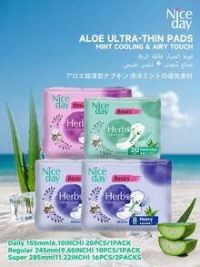 Niceday 46pcs (20pcs/6.1in + 10pcs/9.6in + 16pcs/11.2in) Aloe Vera Sanitary Pads, Aloe Vera Liners, Daily Use Ultra-Thin Menstrual Pads, Night Use Super Soft Period Care Pads, Breathable And Dry, No Irritation, Prevent Leakage For Heavy Flow - 46pcs(20pcs/155mm+10pcs/245mm+16pcs/285mm) - View 13