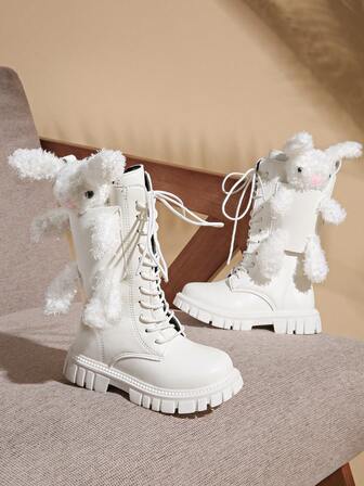 2025 Höst/Vinter Nya Snygga Mångsidiga Söta Korta Stövlar för Flickor, Mellanstora Barnstövlar, Ridstövlar för Tonåringar