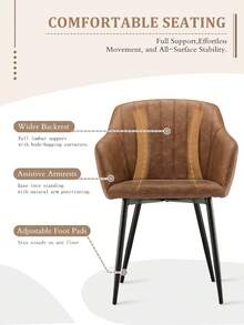 Goeurvant Contemporary Vertical-Stripe Upholstered Dining Chairs With Armrests & Metal Legs For Dining Room, Kitchen, Living Room - Set Of 2 / Set Of 4 / Set Of 6 - Brown - 棕色 - 查看 4