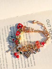 1pc "Welcome To New York" Bracelet, Friendship Bracelet, Leopard Print Star Music Festival Bracelet, Statue Of Liberty Bracelet, Heart Party Bracelet - Antique Silver - View 8