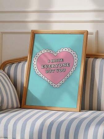 1PC Fashion Pink Heart Canvas Art Set, - Perfect For Girls Bedroom & Nursery Decoration, Fashion Heart Wall Stickers, Valentine's Day Gift, Frameless