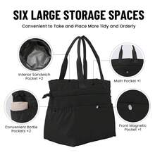 Lunch Bag For Women – Reusable Drawstring Insulated Lunch Box, Stain-Resistant & Water-Repellent Thermal Tote With Multi-Pocket Storage For Drinks, Snacks & Utensils, Easy-To-Clean EVA Lining, Premium Oxford Fabric & EPE Insulation, Spacious & Practical For Office, Work, Picnic, Travel & Camping, Ideal Christmas Gift For Friends, Family & Colleagues - 黑色 - 查看 2