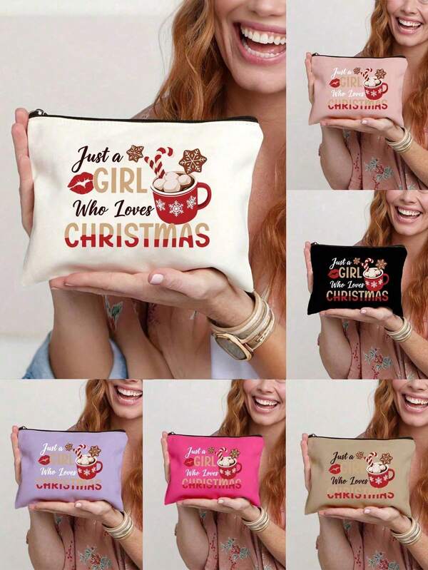Stylish Makeup Bag With "Girl Christmas" Print - Durable Zippered Cosmetics Organizer Pouch, Multi-Functional Travel Accessory For Men & Women, Odorless & Lightweight Design, Large Makeup Bag,Girls' Wash Bag, Travel Supplies, Gifts From Sisters And Friends, Girlfriends' Valentine's Day Gifts, Storage Bags, Wash Bags,Girls' Gifts, Portable Folding Storage Bags (Six Colors Optional),Christmas Gifts,Pouch,Travel,Gifts For Women,Women's Necessaire,Travel Essential,Pouch,Clutch / Small Handbag,Necessaire,Makeup Organizer,Makeup Organize,Pouch,Brush Holder,Mini Pouch,Large Capacity Pouch