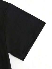 Men's Letter Print T-Shirt - Black - View 4