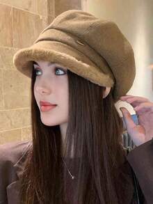 1pc Women's Solid Color Fashionable Versatile Retro Beret Hat, Suitable For Autumn/Winter, Stylish Artist Cap, High-Quality Warm Newsboy Cap For Daily Commute, Camping, Travel, Hiking, Theme Parks, Cafes, Farms, Gatherings, Parties, Photo Shoots - MM2271 - View 10