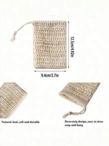 1/5 Stücke wiederverwendbare Seifenaufbewahrungstasche zum Peelen, Sisal Seifentasche mit Kordelzug, Seifenaufbewahrungstasche, geknotete Badeseifen-Tasche zum Aufschäumen und Trocknen, Körperpeeling, Rückenpeeling zum Entfernen von Schmutz und abgestorbener Haut, Körperreinigungsutensilien, Badezimmerbedarf, Badezimmerzubehör, Badezimmerdekoration für Zuhause