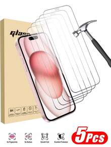 5pcs Ultra-Durable Full Screen High-Definition Tempered Glass Screen Protector Compatible With IPhone 17/17Pro/17Air/17Pro Max, 16/16Pro/16Plus/16ProMax, 15/15Plus/15Pro/15Pro Max, 14/14Plus/14Pro/14Pro Max, 13Mini/13/13Pro/13Pro Max, 12Mini/12/12Pro/12Pro Max, 11/11Pro/11Pro Max. Scratch-Resistant, Anti-Fall, Anti-Fingerprint, 9H Hardness, Easy To Install. - Clear - View 27