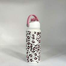 1 pieza Botella de agua de 600ml/20.29oz, 800ml/27.06oz, 1000ml/33.82oz con estampado de leopardo y lazo, botella de agua deportiva, vaso aislado de acero inoxidable de doble capa original, taza para viajes y actividades al aire libre, taza para fitness y deportes al aire libre, taza de fondo plano, taza para el coche, bebida para verano e invierno, regalo para fiestas - Multicolor - Ver 11