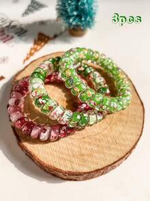 5pcs/3pcs Christmas Colorful Telephone Wire Hair Scrunchies, Soft Elastic Hair Ties For Ponytail, High Elasticity Hair Accessories Suitable For Christmas And Daily Use ,Ponytail Holders ,Hair Elastics ,Hair Rubber Bands ,Hair Rope