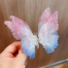 4 pièces Épingle à cheveux papillon mobile, diadème pour enfants. Peut être utilisé comme cadeau d'anniversaire, avec un cadre en métal et des ailes souples